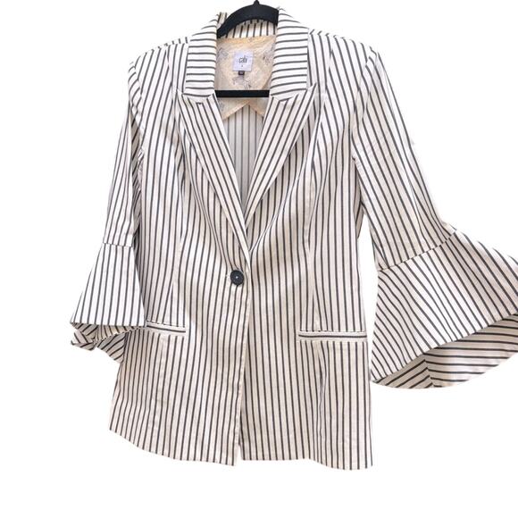 CAbi chic pinstripe derby Striped Women's Jacket, size 8 - Picture 1 of 7